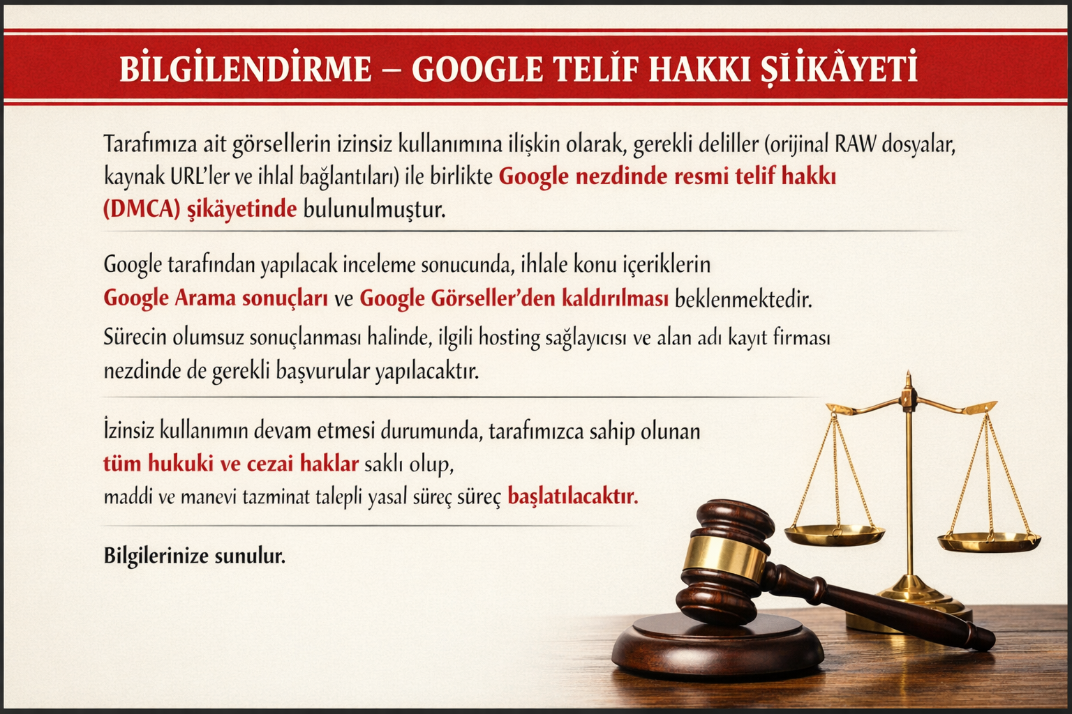 KAMUOYU DUYURUSU / HAK İHLALİ BİLDİRİMİ