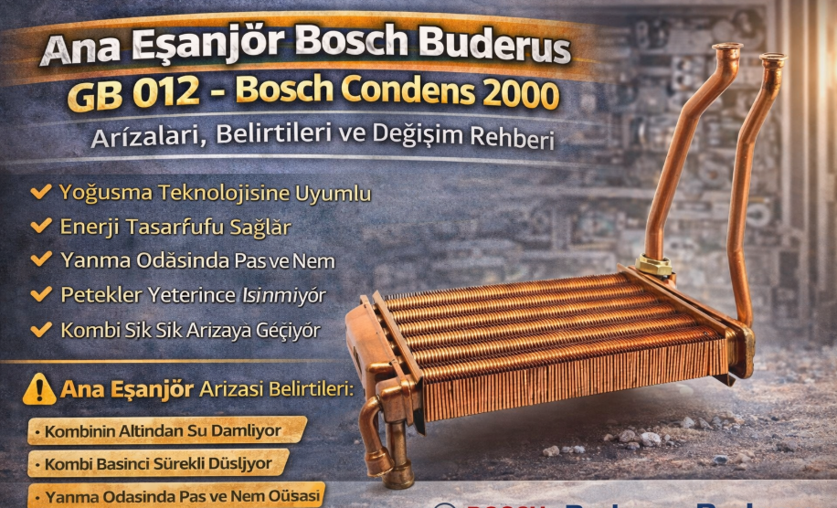 Ana Eşanjör Bosch Buderus GB 012 – Bosch Condens 2000 | Arızaları, Belirtileri ve Değişim Rehberi