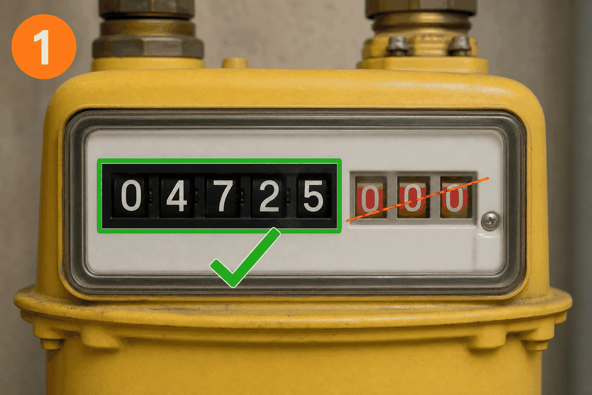 Doğalgaz sayacında siyah tam hanelerin okunması