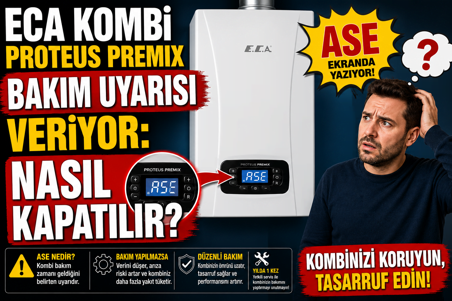 ECA Kombi Proteus Premix Bakım Uyarısı Veriyor: Nasıl Kapatılır?