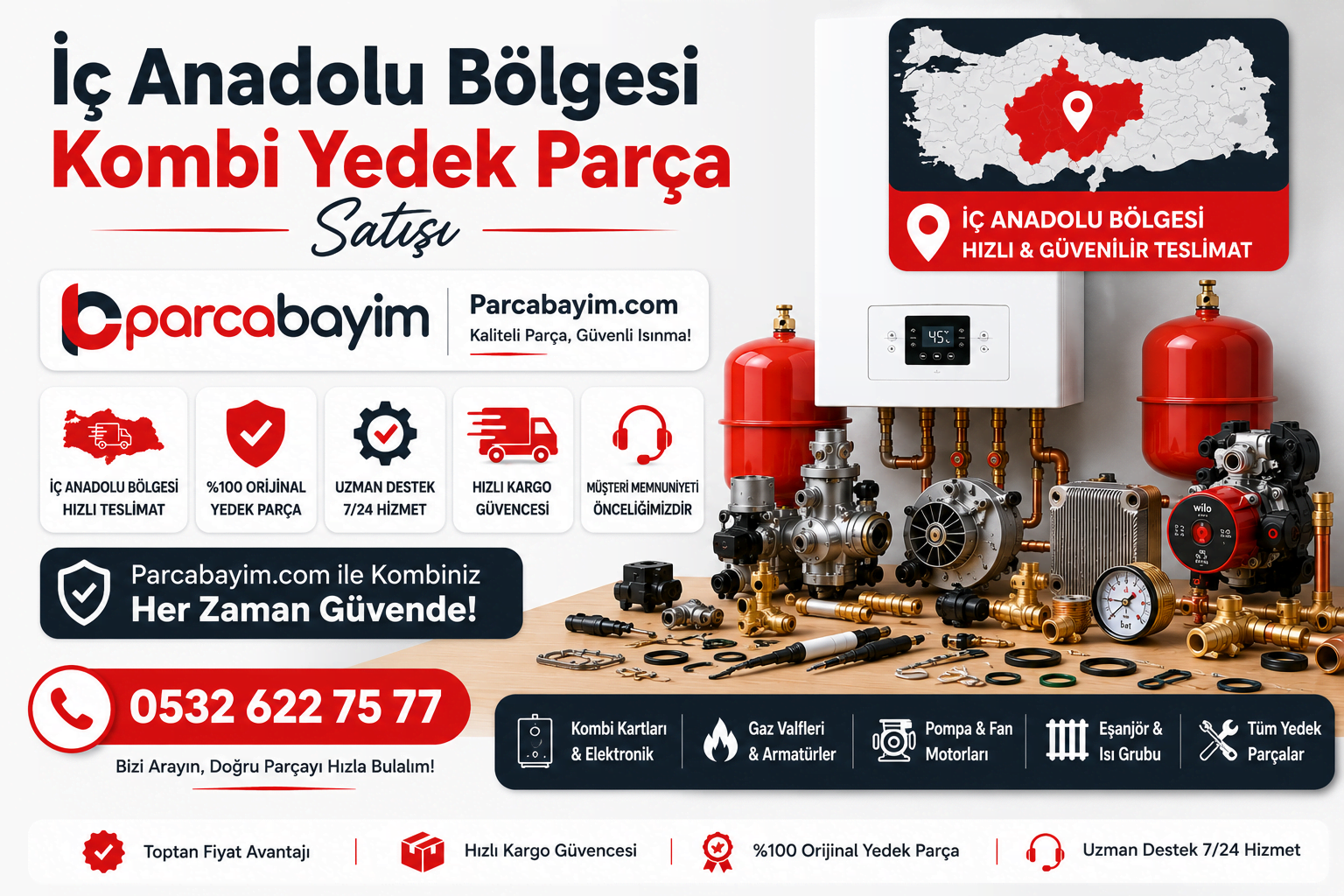 İç Anadolu Bölgesi Kombi Yedek Parça Satışı | Parcabayim.com