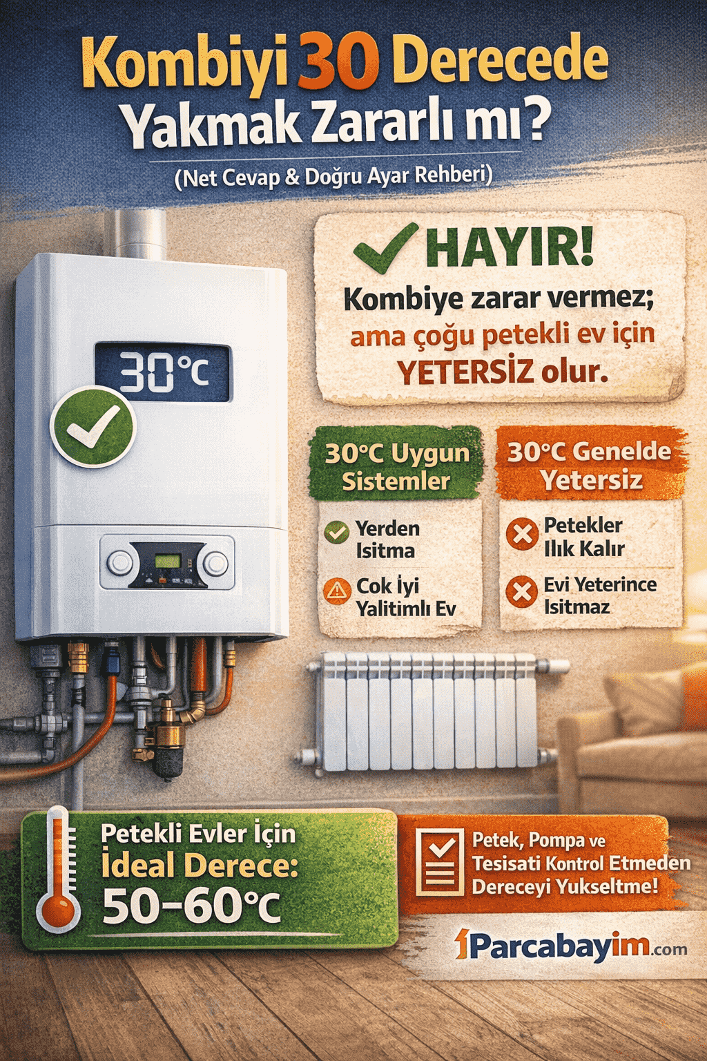 Kombiyi 30 Derecede Yakmak Zararlı mı? (Net Cevap + Doğru Ayar Rehberi)