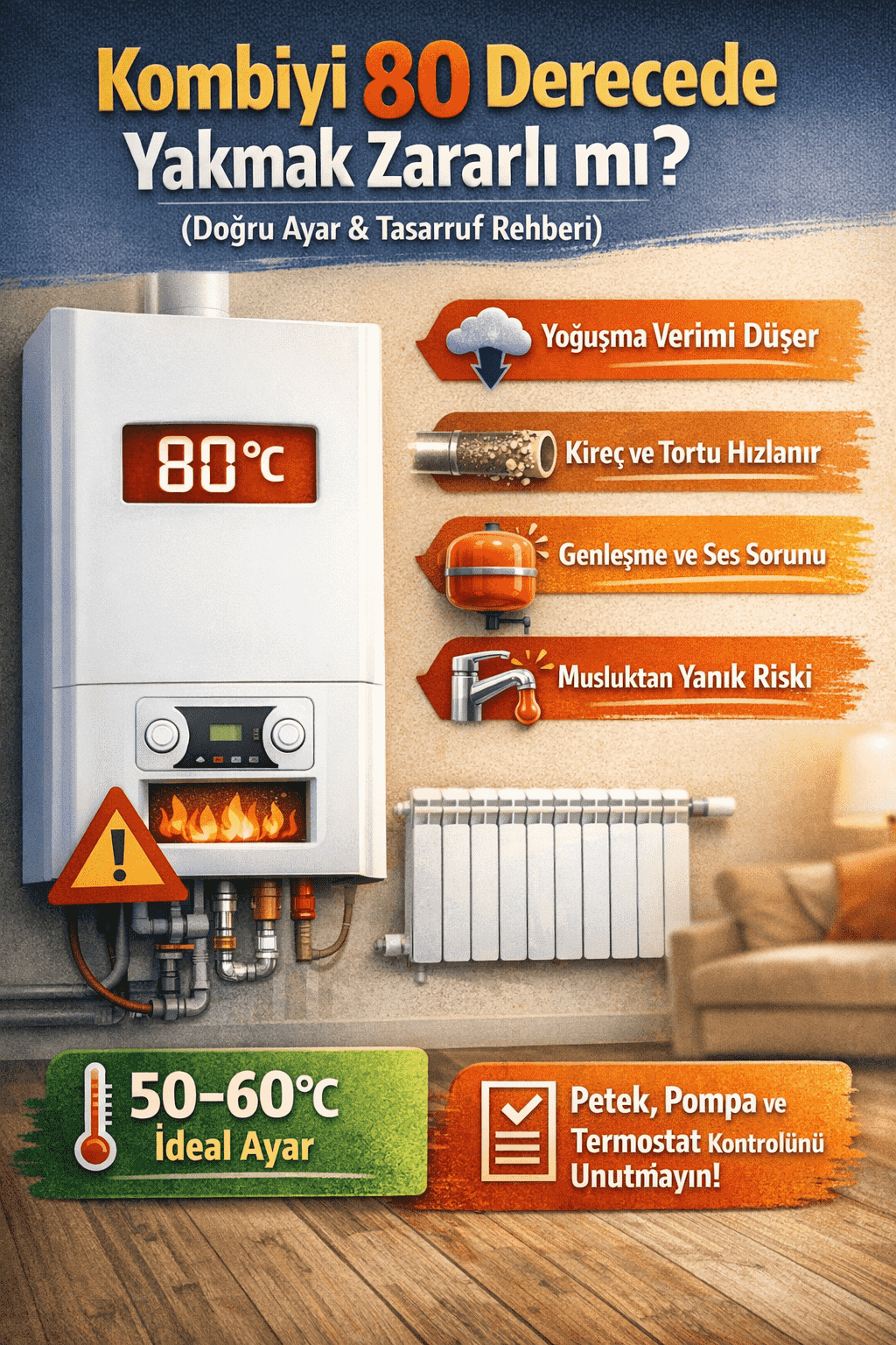 Kombiyi 80 Derecede Yakmak Zararlı mı? (Doğru Ayar + Tasarruf Rehberi)