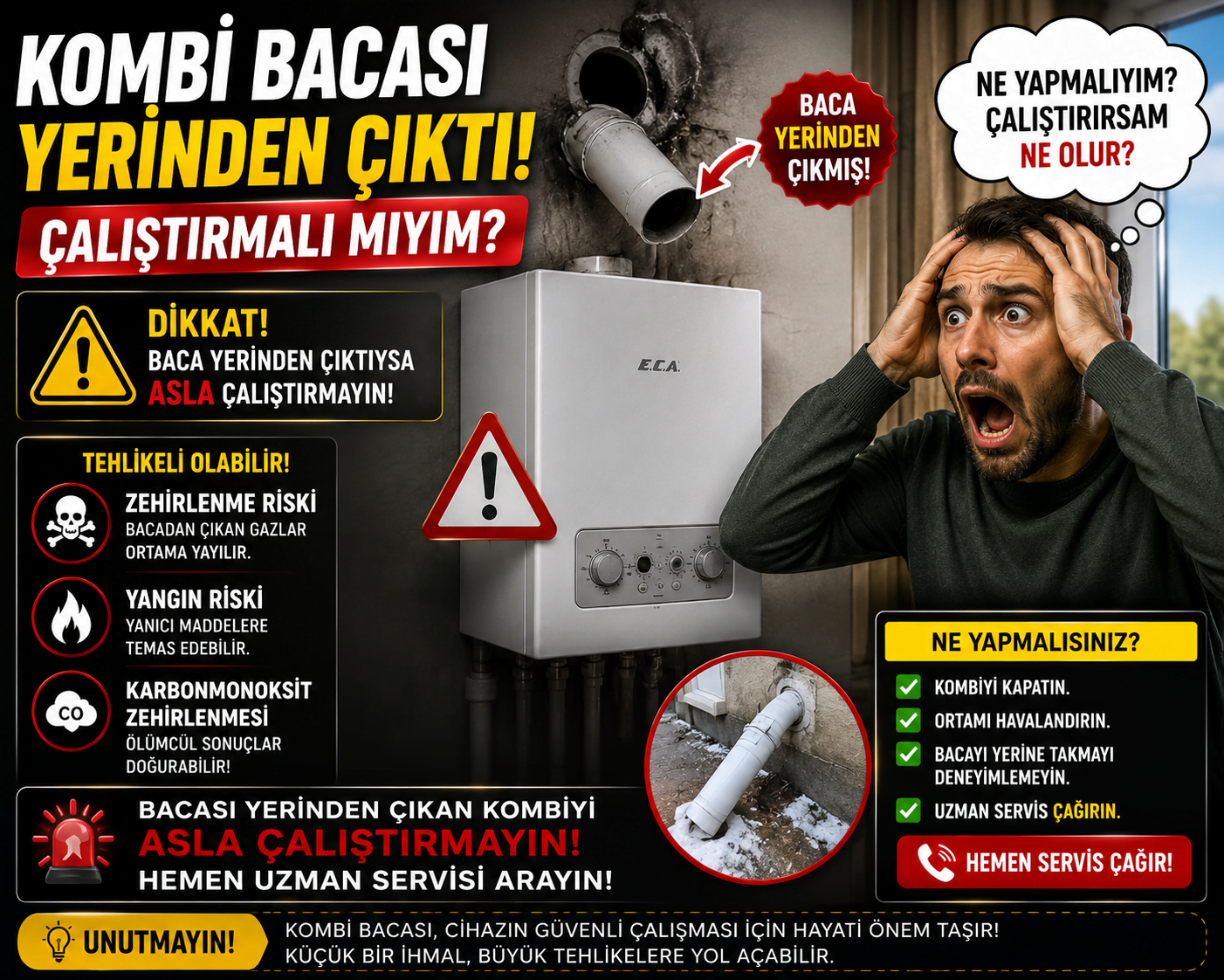 Kombi Bacası Yerinden Çıktı, Çalıştırmalı mıyım?