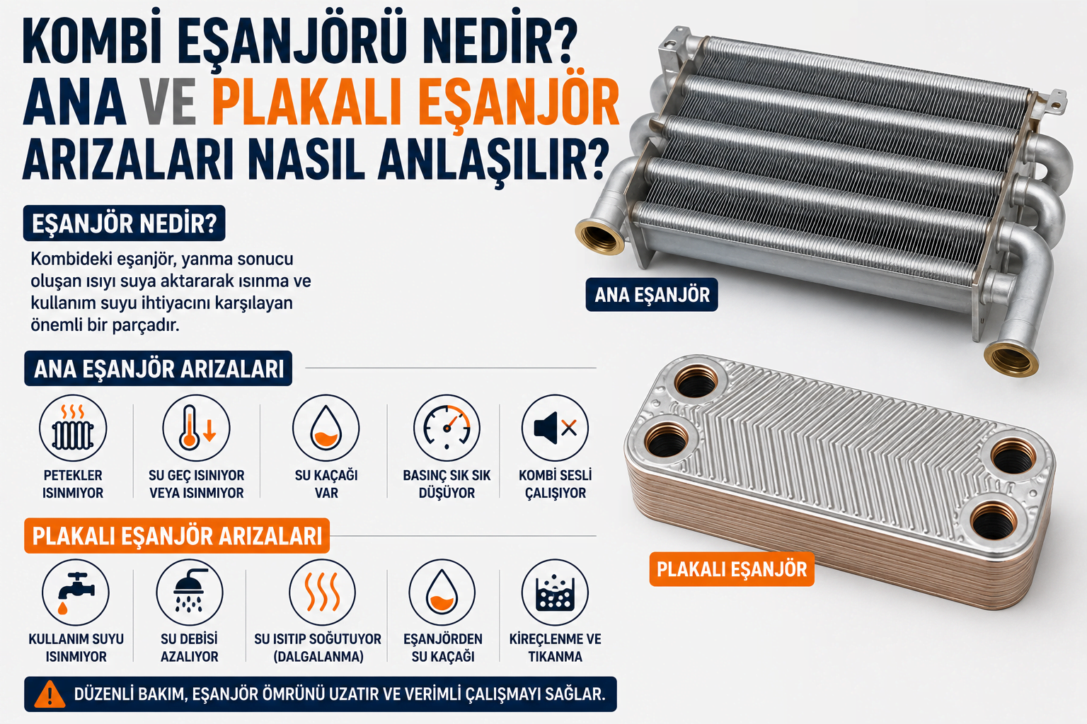 Kombi Eşanjörü Nedir? Ana ve Plakalı Eşanjör Arızaları Nasıl Anlaşılır?