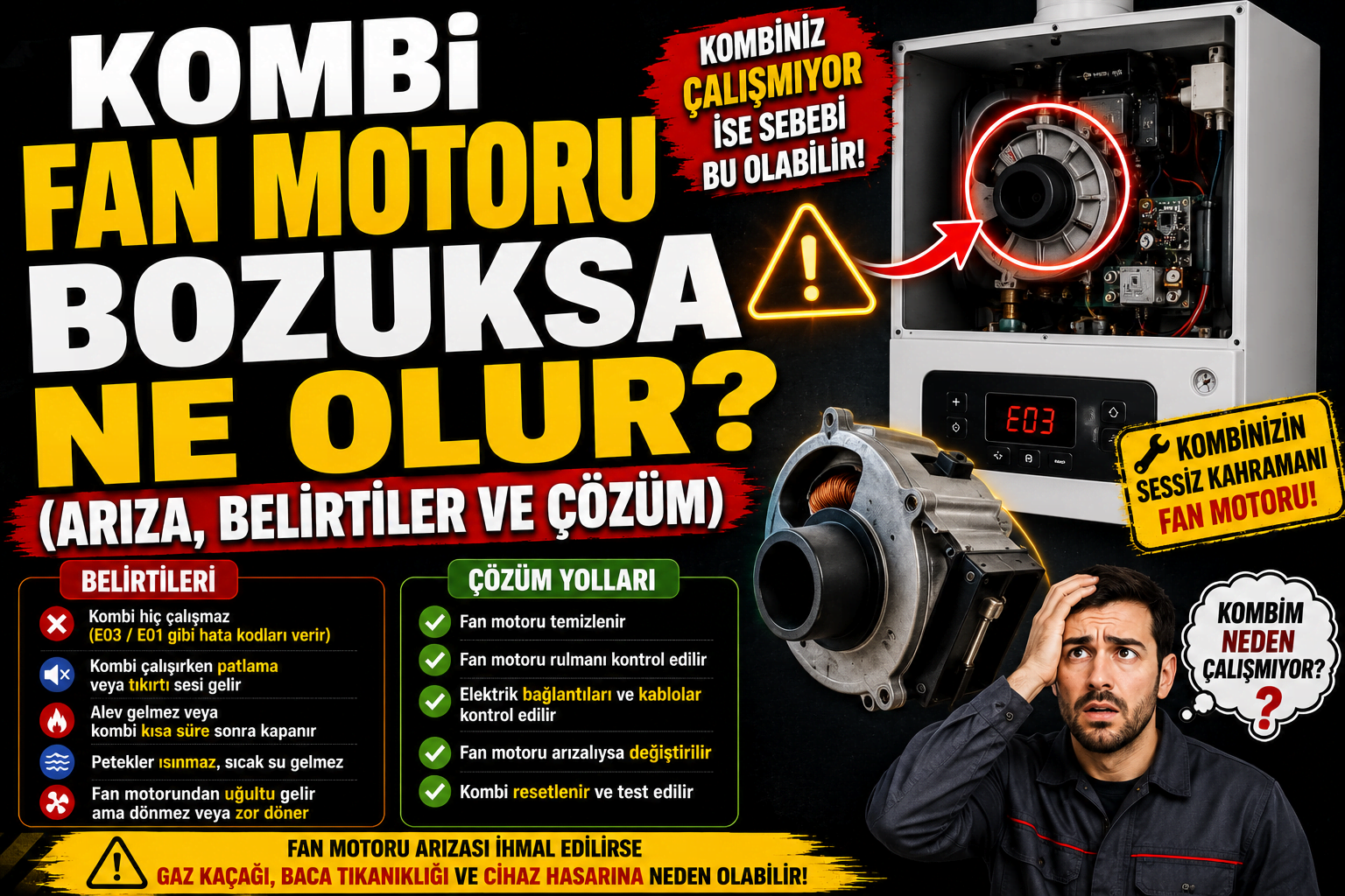 Kombi Fan Motoru Bozuksa Ne Olur? (Arıza, Belirtiler ve Çözüm)