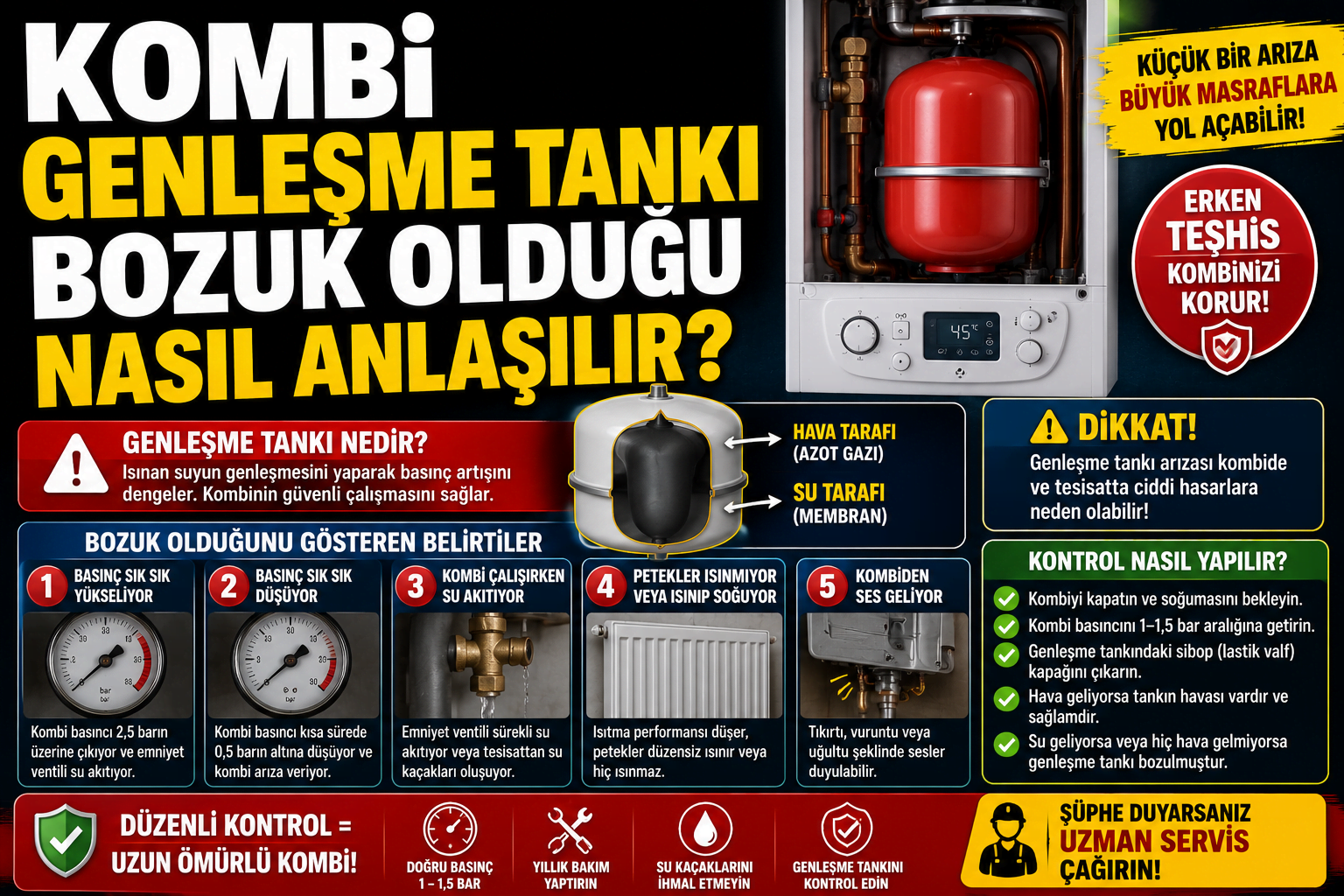 Kombi Genleşme Tankı Bozuk Olduğu Nasıl Anlaşılır?