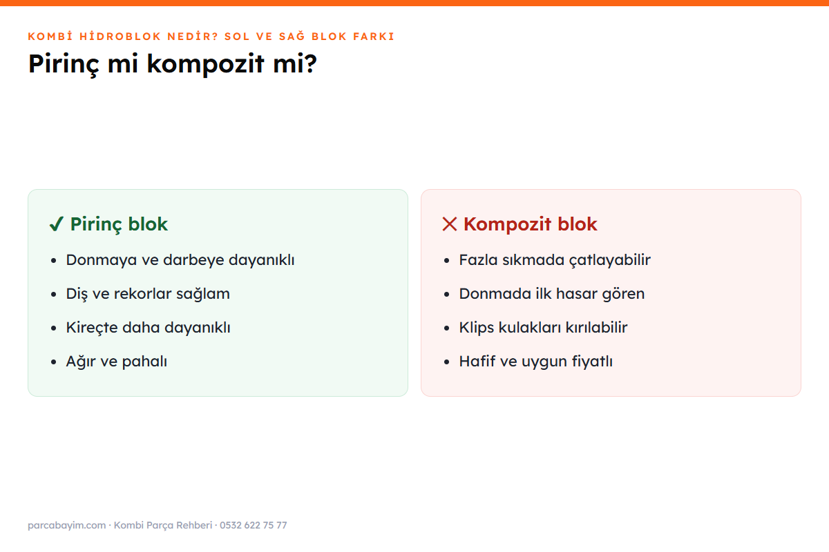Pirinç ve kompozit hidroblok karşılaştırması