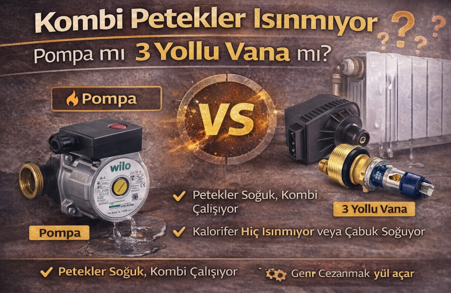 Kombi Petekler Isınmıyor → Pompa mı 3 Yollu Vana mı? (Net Teşhis Rehberi)