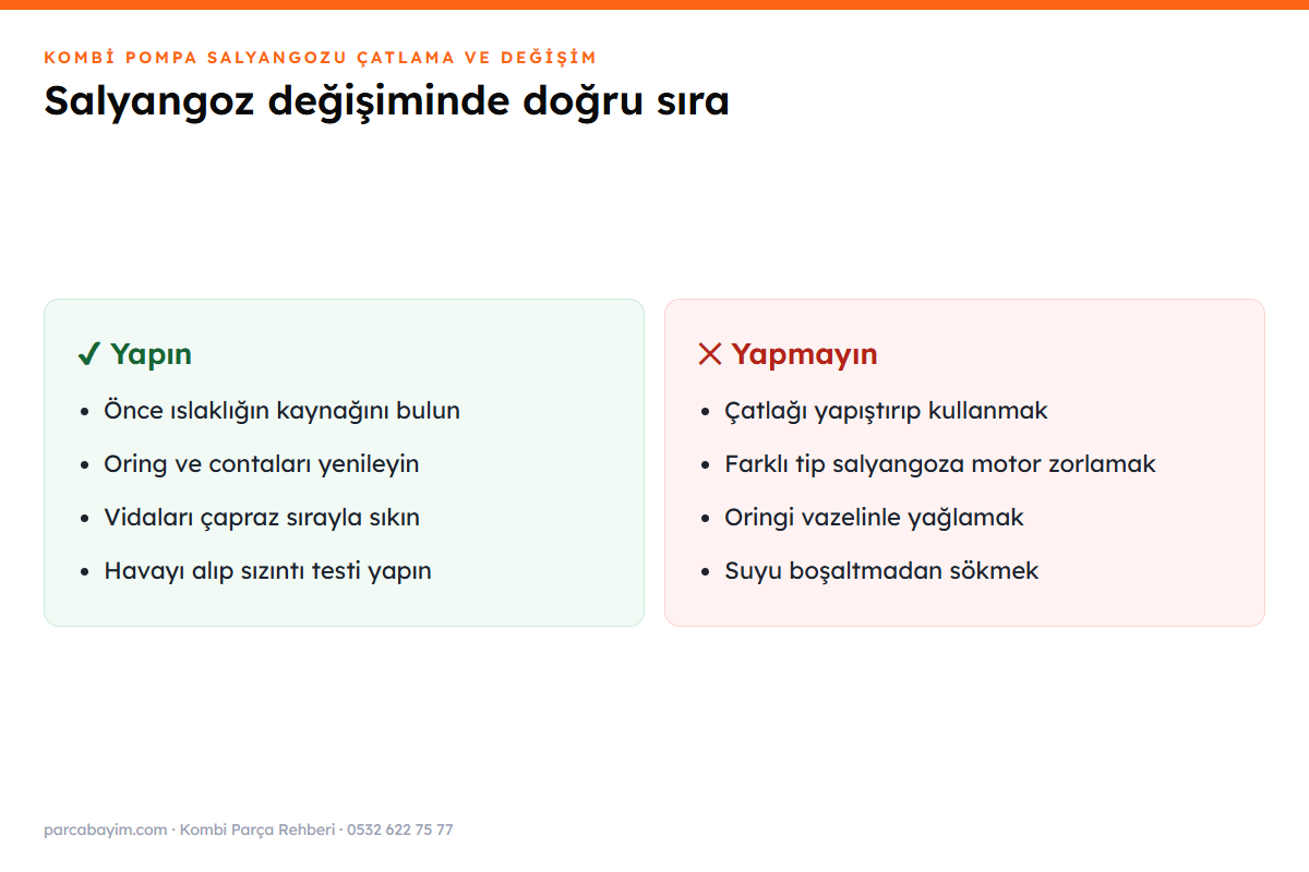 Pompa salyangozu değişiminde doğru ve yanlış uygulamalar