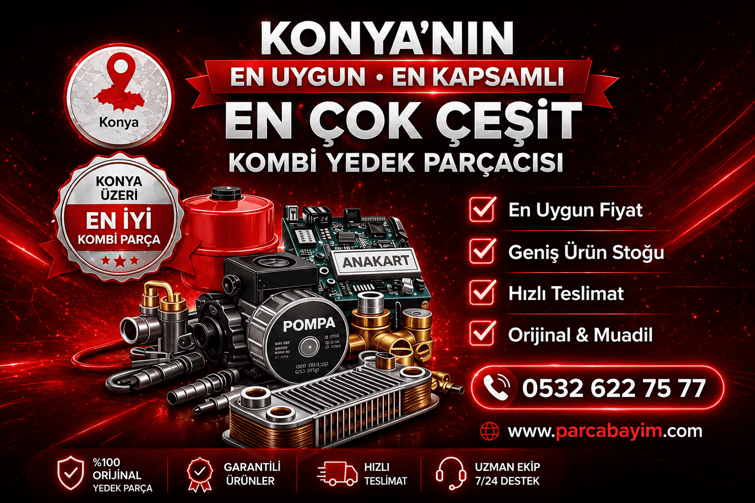 Konya’nın En Uygun, En Kapsamlı ve En Çok Çeşit Kombi Yedek Parçacısı – Parcabayim.com