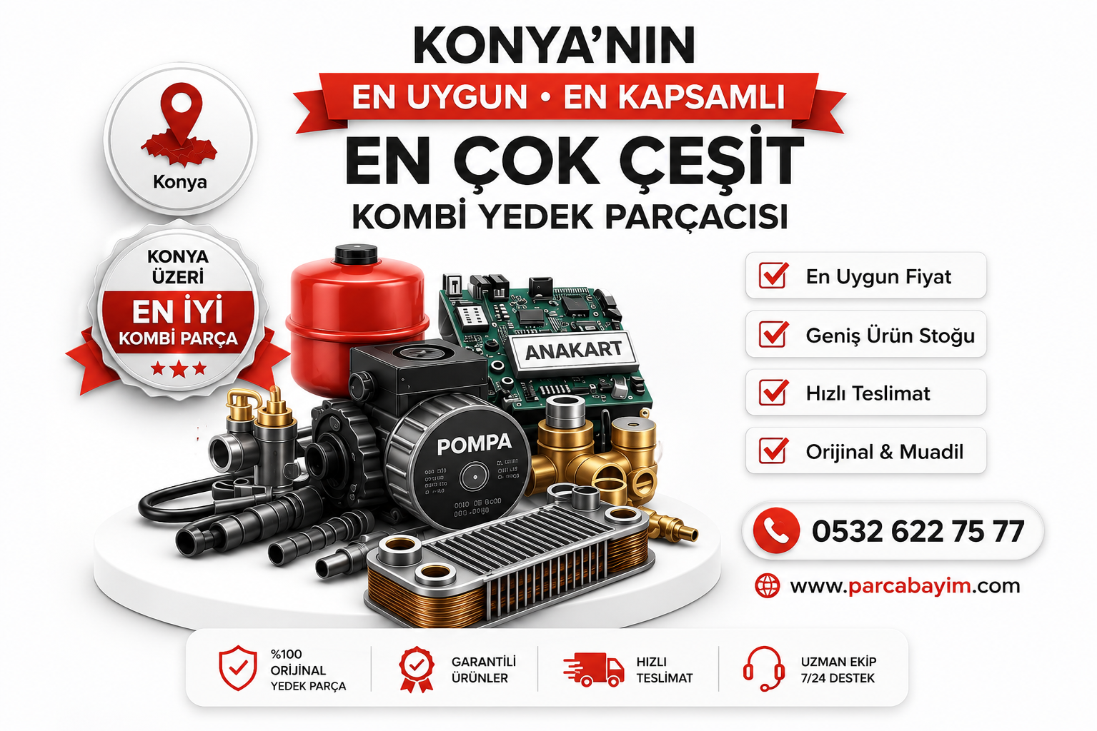 Konya’nın En Uygun, En Kapsamlı ve En Çok Çeşit Kombi Yedek Parçacısı – Parcabayim.com