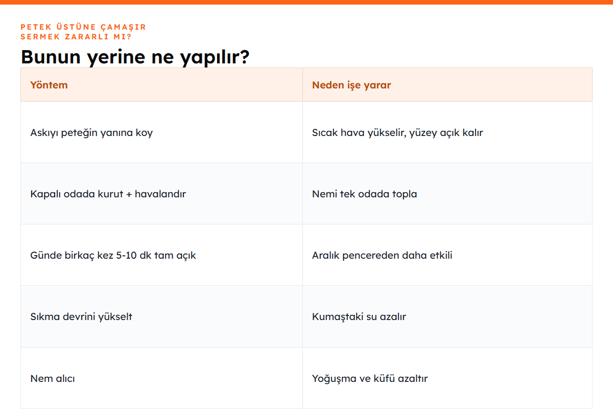 Petek üstüne çamaşır yerine yapılabilecekler