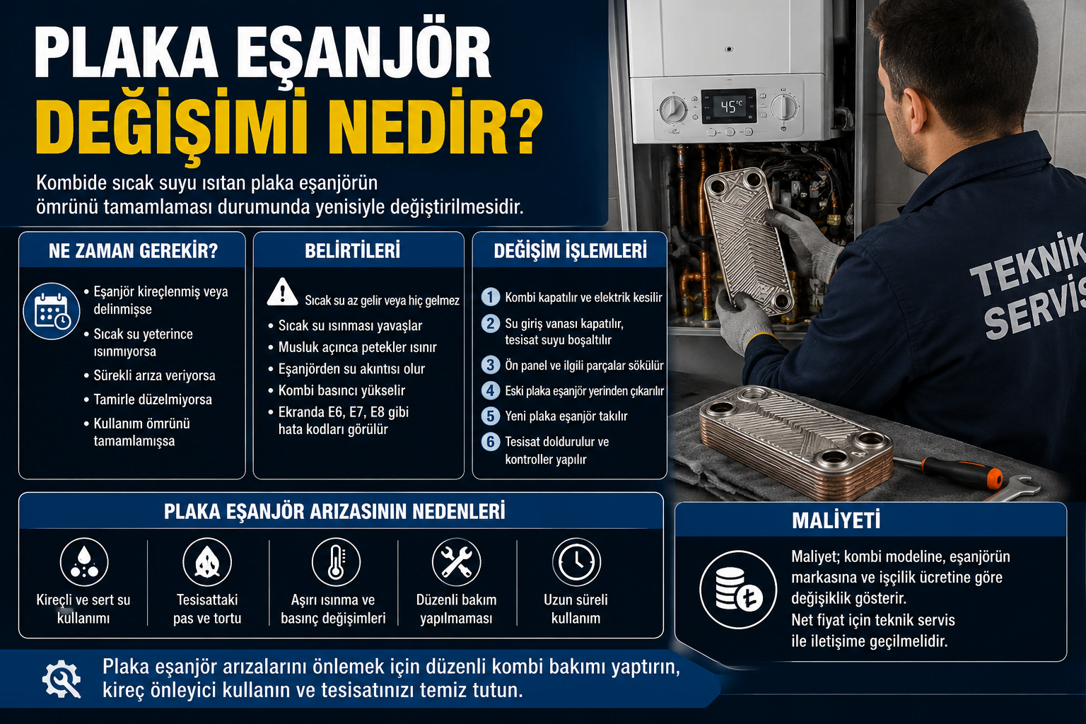 Plaka Eşanjör Değişimi Nedir? Ne Zaman Gerekir, Belirtileri ve Maliyeti