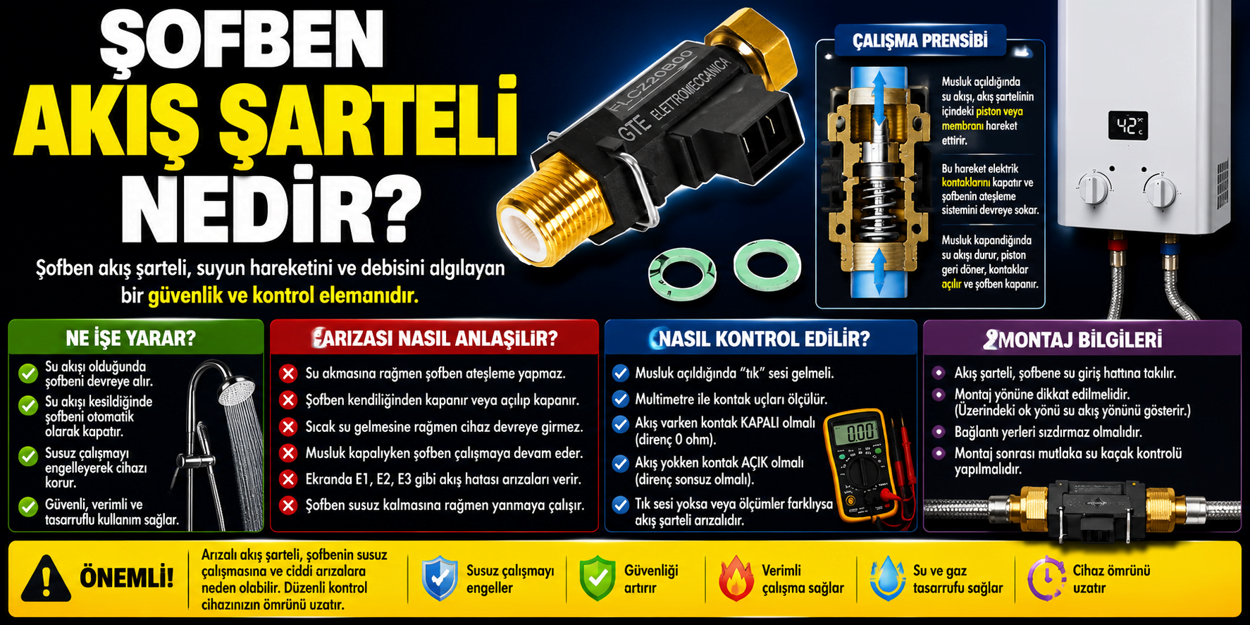 Şofben Akış Şarteli Nedir? Ne İşe Yarar, Arızası Nasıl Anlaşılır Fiyatı Nedir?