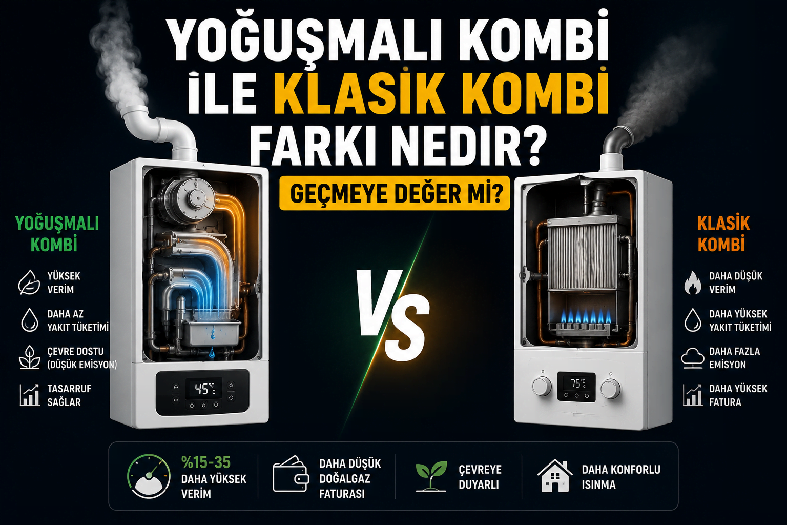 Yoğuşmalı Kombi ile Normal Kombi Farkı Nedir? Geçmeye Değer mi?