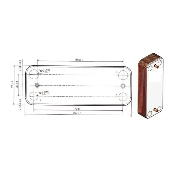 Demirdöküm  Aden Neva Nitron Atron - Nitromix  12P Orjnal 166MM Plaka Eşanjör  Kombi Yedek Parça ürün görseli 4