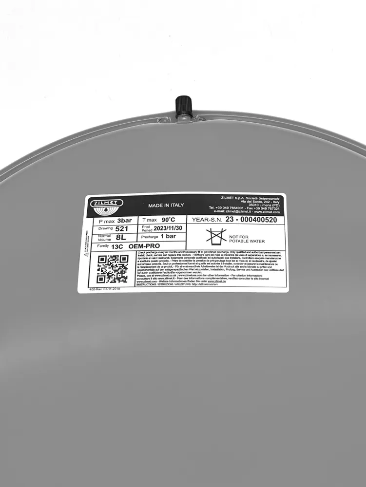 Genleşme Tankı  8 Lit, 3/8 Zilmet Ariston Demirdöküm Aden  Kombi Yedek Parça ürün görseli 6
