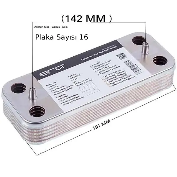 Plaka Eşanjör Era 16P Ariston 142mm 65104333  Kombi Yedek Parça