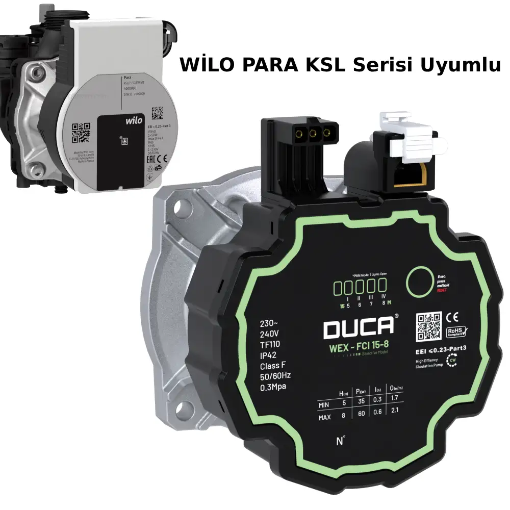 Pompa Duca WEX 15-8 FCI Bağlantılı (YANOS PARA RS15 WİLO POMPA UYUMLU)  Kombi Yedek Parça