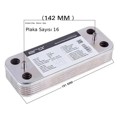 Ariston Clas Genus Uyumlu ERA Plaka Eşanjör 16 Plaka 142 mm 2