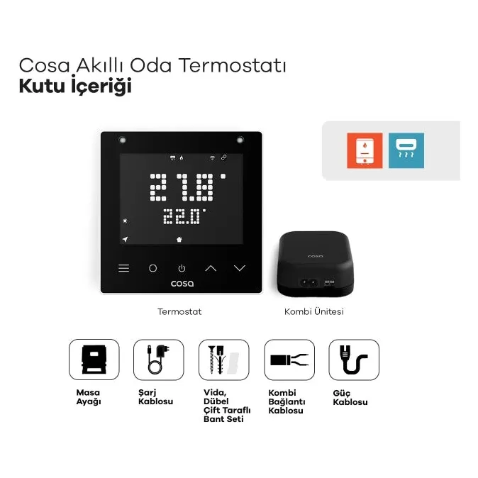 Cosa Akıllı Oda Termostatı Kablosuz Kombi ve Klima Kontrolü V5 Beyaz Cosa Akıllı Oda Termostatı Kablosuz Kombi ve Klima Kontrolü V5 Beyaz - 2. görsel
