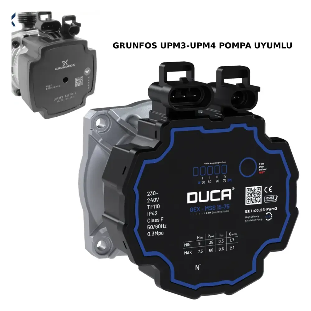 Duca GEX 15-75 MSS PWM Pompa Motoru - Grundfos UPM3, UPM4 Uyumlu Duca GEX 15-75 MSS PWM Pompa Motoru - Grundfos UPM3, UPM4 Uyumlu