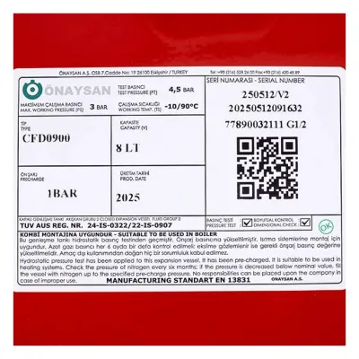 ECA Bosch Buderus Uyumlu Genleşme Tankı 8 Lt 1/2 Tek Giriş Ø389 3