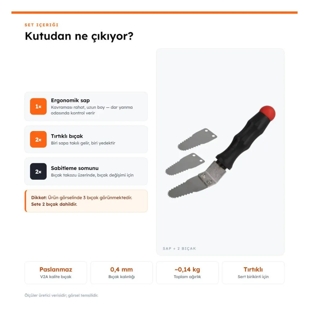 Eşanjör Temizleme Spatulası Sap + 2 Bıçak - Viessmann 7858492 Uyumlu Eşanjör Temizleme Spatulası Sap + 2 Bıçak - Viessmann 7858492 Uyumlu - 3. görsel