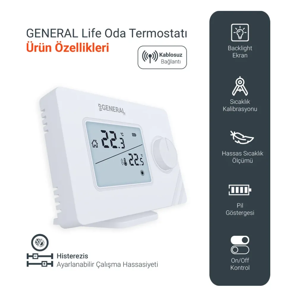 General Life Mitra HT250 Rf Kablosuz Dijital Oda Termostatı General Life Mitra HT250 Rf Kablosuz Dijital Oda Termostatı - 2. görsel