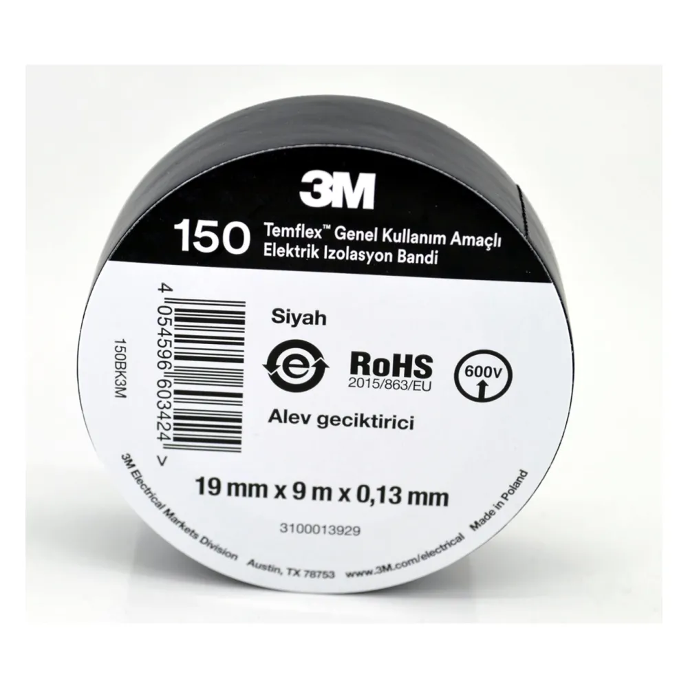 İzolebant 18 mm Temflex 1300E Siyah 3M İzolebant 18 mm Temflex 1300E Siyah 3M - 2. görsel
