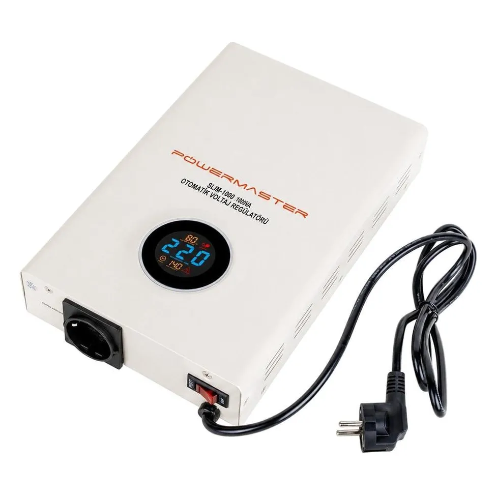 Powermaster SLIM-1000 Otomatik Kombi Voltaj Regülatörü 1000 VA Powermaster SLIM-1000 Otomatik Kombi Voltaj Regülatörü 1000 VA