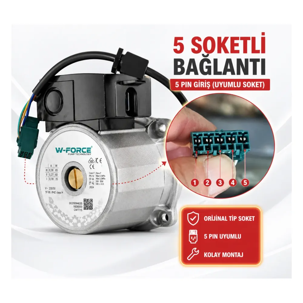Vaillant ecoTEC Uyumlu 5 Pin Wilo Tipi Pompa Motoru VPAR SL 16/6 Vaillant ecoTEC Uyumlu 5 Pin Wilo Tipi Pompa Motoru VPAR SL 16/6 - 2. görsel