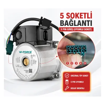 Vaillant ecoTEC Uyumlu 5 Pin Wilo Tipi Pompa Motoru VPAR SL 16/6 2